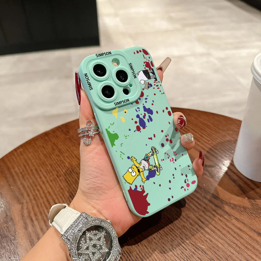 Smoking S-Simpsons Backwoods Phone Case For iPhone 16 15 14 13 12 11 X XR Xs SE2 SE 8 7 Plus Pro Max Mini Silicone Back Cover - covers4phones