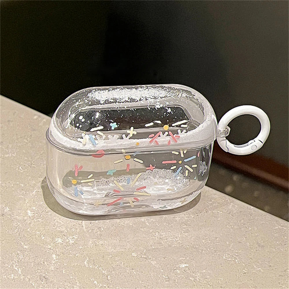 Cute 3D Fireworks Quicksand Clear Headphones Protective Shell Soft Cover For AirPods Pro 2 With Keychain Case For AirPods 1 2 3 - covers4phones