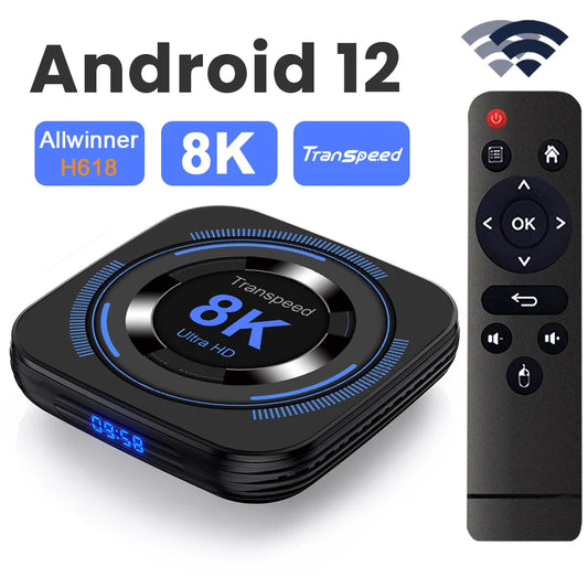 Transpeed Android 12 TV BOX Allwinner H618 Dual Wifi 32G64G Quad Core Cortex A53 Support 8K 4K BT Voice Media player Set top box - covers4phones