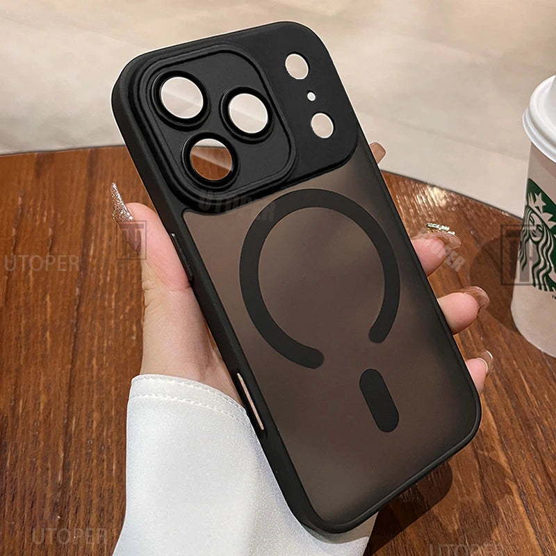 New Advanced Black Matte Translucent Case for iPhone 17 Air 16 15 14 13 12 11 Pro Max Plus Magsafe Magnetic Hard Protect Cover