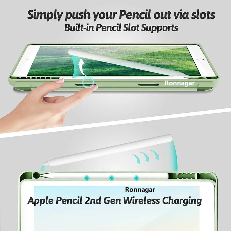 With Pencil Slot Funda for iPad Air 2 Air 1 Air 11 M2 2024 Case iPad 9.7 2018 2017 Pro11 M4 Air5 Air4 10.9 5/6th 10th 7 8 9 10.2 - covers4phones