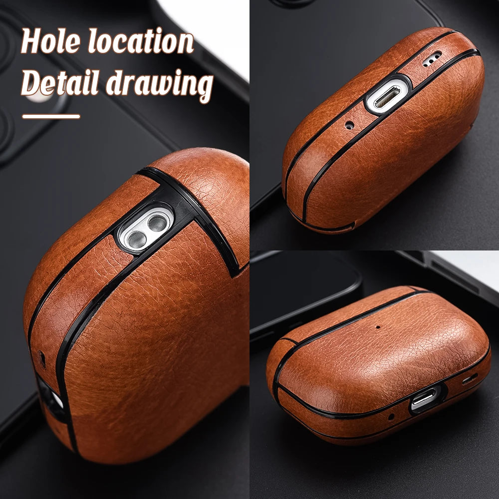 For Airpods Pro 2 Case Leather Business Earphone Case Headset Shell Headphone Cover For Apple Air Pod 3 Pro 2nd Generation USB C - covers4phones