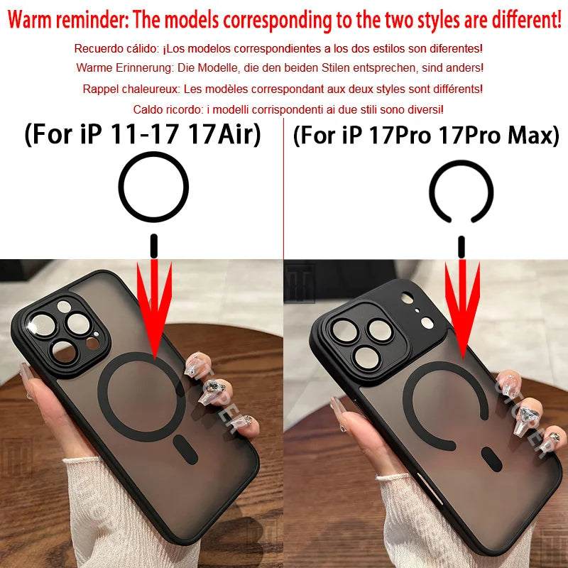 New Advanced Black Matte Translucent Case for iPhone 17 Air 16 15 14 13 12 11 Pro Max Plus Magsafe Magnetic Hard Protect Cover