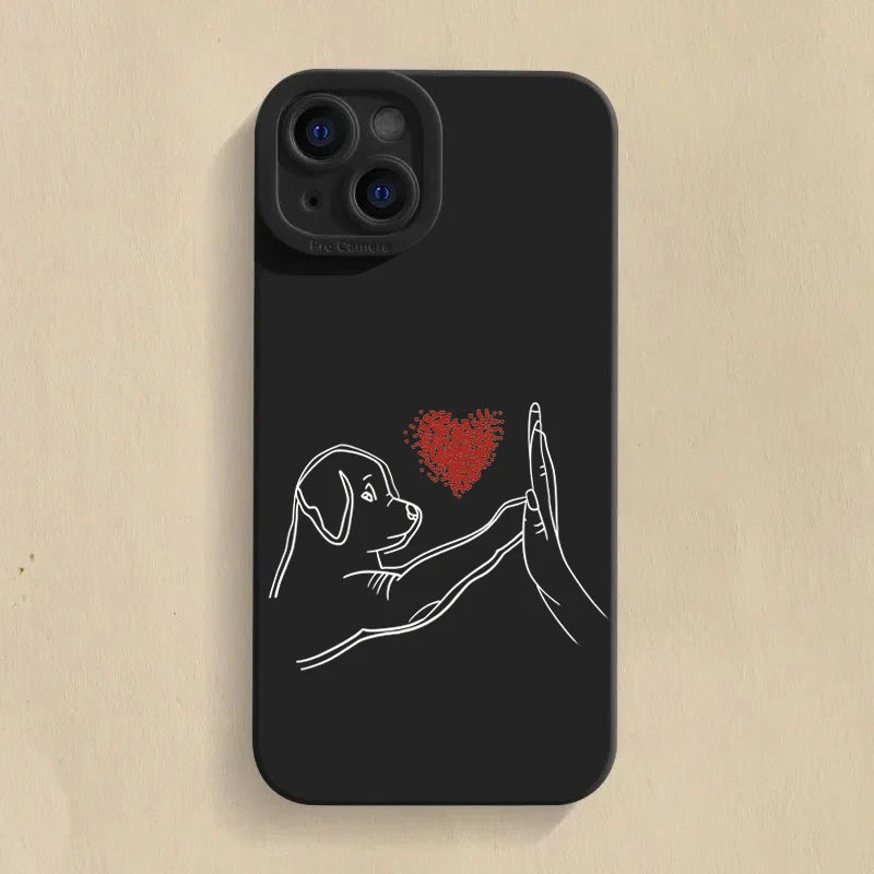 Cat Dog High Five Silicone Phone Case For iPhone 15 16 Pro Max 14 13 12 11 X XS XR 7 8 Plus SE 2020 13Mini Shockproof Soft Cover - covers4phones