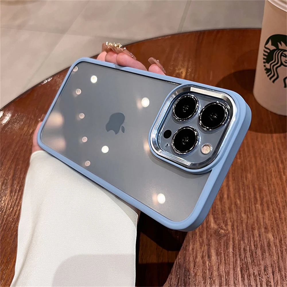 Luxury Transparent Soft Silicone Frame Armor Phone Case For iPhone 16 Pro Max Plus 17 Air Clear Shockproof Hard Acrylic Cover