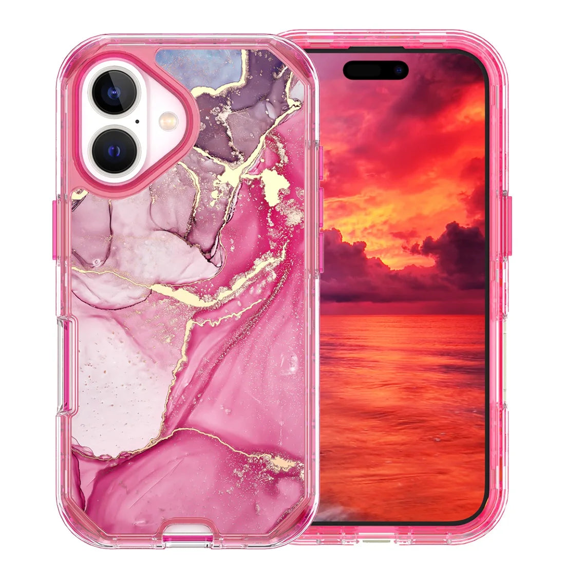 Fit iPhone 16 6.1" Phone Case, Marble Pattern Slim Shockproof Full Body Protective Rugged Cover For iPhone 16 Plus 6.7 - covers4phones