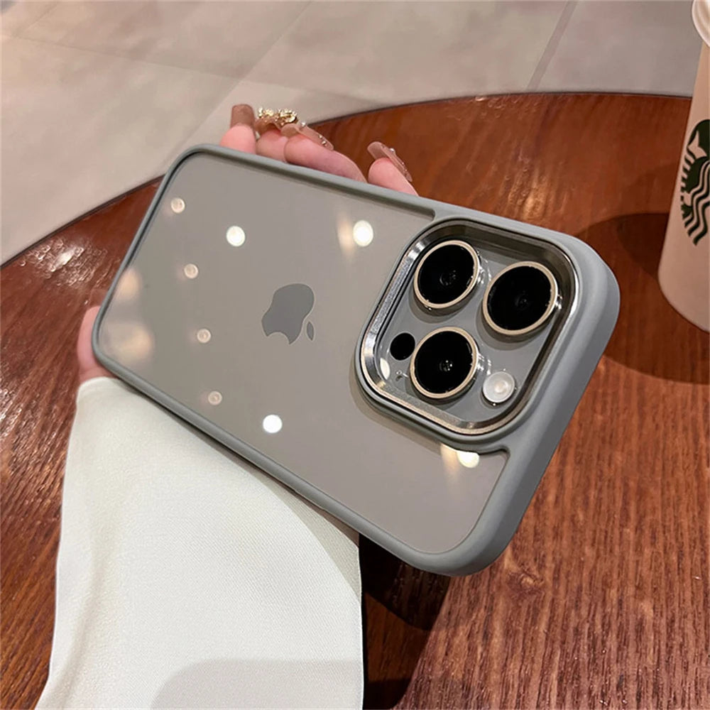 Luxury Transparent Soft Silicone Frame Armor Phone Case For iPhone 16 Pro Max Plus 17 Air Clear Shockproof Hard Acrylic Cover