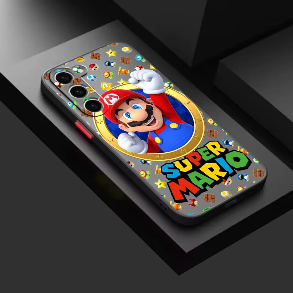 Fun Magic Super M-Marios Frosted Translucent For Samsung Galaxy S24 S23 S22 S21 S20 FE S10 S9 S8 Plus Ultra Pro 5G Cover