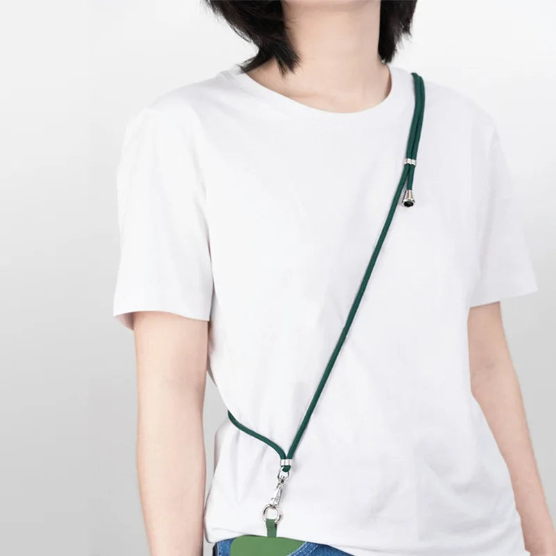 Universal Adjustment Phone Lanyard Necklace Strap Phone Case Solid Color Long Hanging Rope With Clip Anti-Lost Crossbody Lanyard - covers4phones