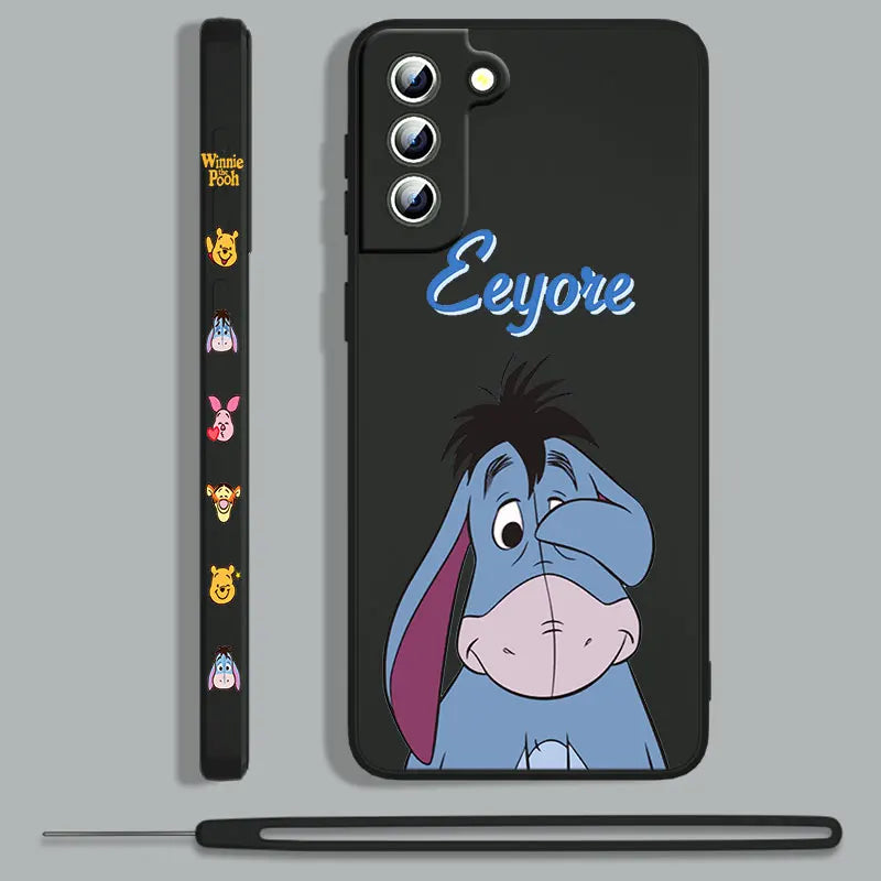 Winnie The Pooh For Samsung Galaxy S23 S22 S21 S20 S10 Note 20 10 Ultra Plus Pro FE Lite Liquid Left Rope Phone Case Coque Capa - covers4phones