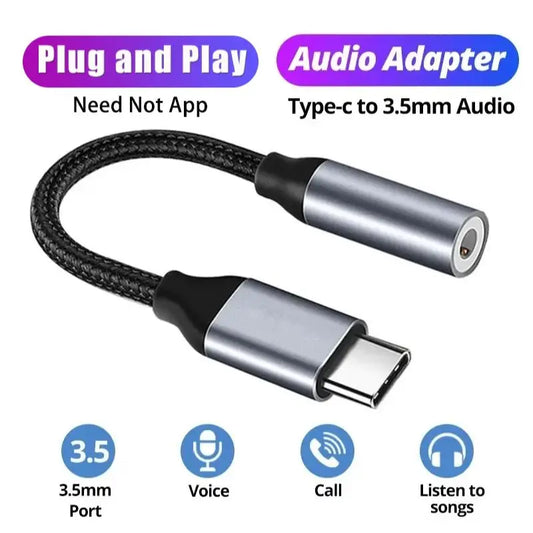 USB C Type C To 3.5mm Aux Adapter Type c 3 5 Jack Audio Cable Earphone Cable Converter for iPhone 15 Pro Samsung Galaxy S24 S23 - covers4phones