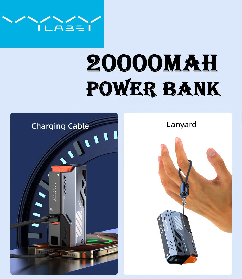 VYVYLABS Portable Power Bank Removable Replaceable Battery Pack 20000mAh 22.5W Fast Charging External Battery for iPhone/Tablet