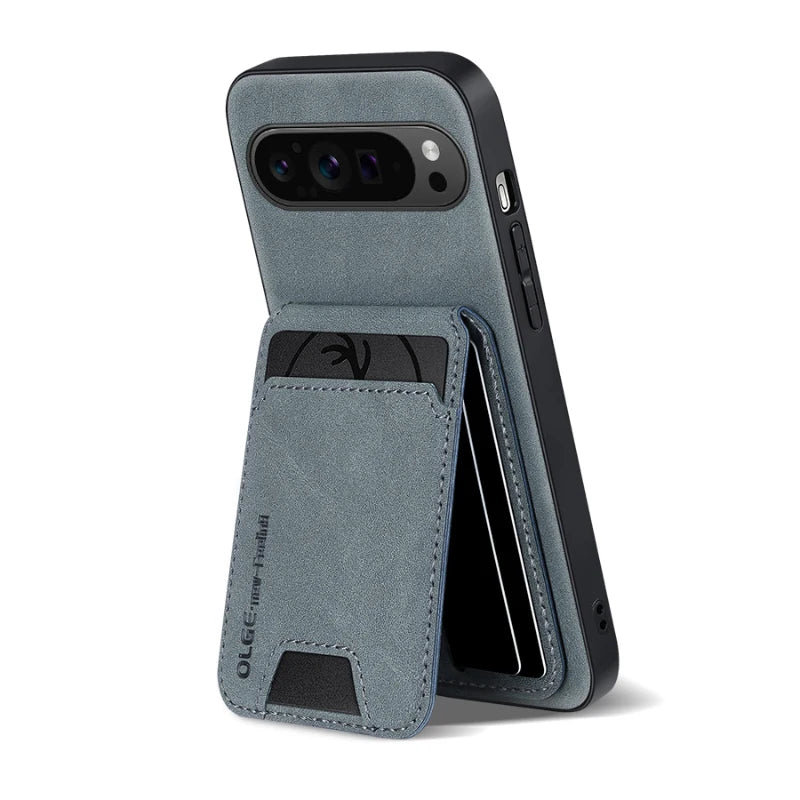 New Soft TPU Solid Color Leather Wallet Card Slot Bracket Shockproof Phone Case For Google Pixel 9 8 7 Pro XL 9A 8A 7A Back Case