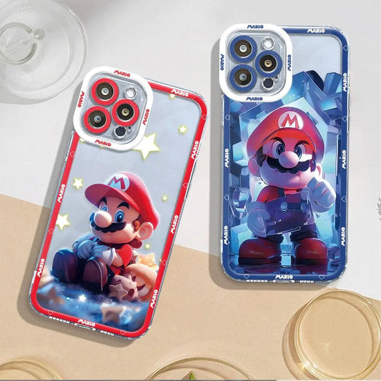 Case for Apple iPhone 11 Pro 15 Pro Max 14 13 Mini 12 11 14 Plus SE 7 8 15 Plus XR XS MAX Transparent Clear Super Bros - covers4phones