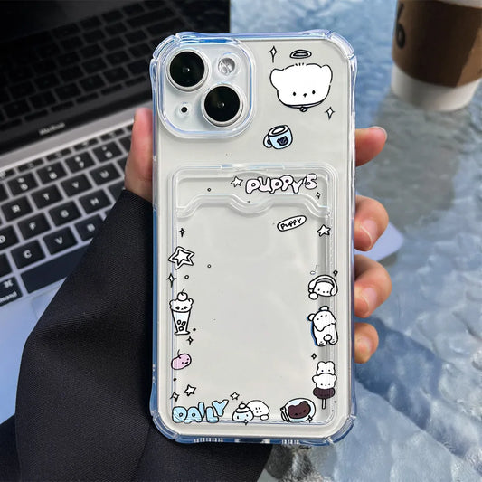 Cartoon Bear Phone Case For Samsung A54 A55 A15 A53 A52 A33 A35 A13 A34 A14 A24 A25 A06 A16 S21 S22 S23 S24 Ultra Card Bag Cover - covers4phones