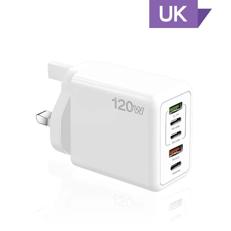 USB C Charger Fast Charging Type C 3 PD + 2 USB QC3.0 Mobile Phone Adapter For iPhone Xiaomi Samsung ipad Realme Tablet - covers4phones