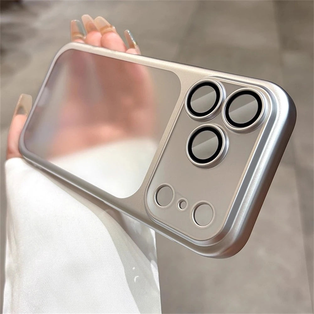 Frosted Translucent PC Phone Case For iPhone 17 Pro Max 17 Plating Frame Lens Film Protection Shockproof Hard Armor Back Cover