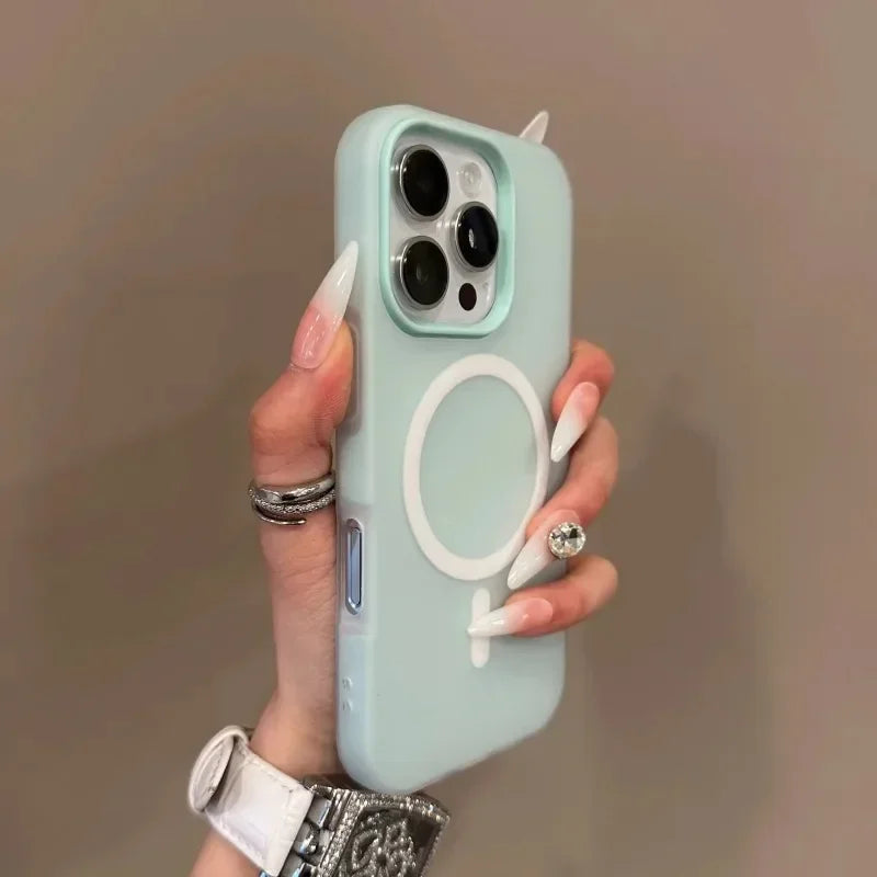 Luxury Candy Color 2 IN 1 Magsafe Case for iPhone 16 15 14 13 12 17 Pro Max Plus Magnetic Wireless Charge Clear Matte Soft Cover