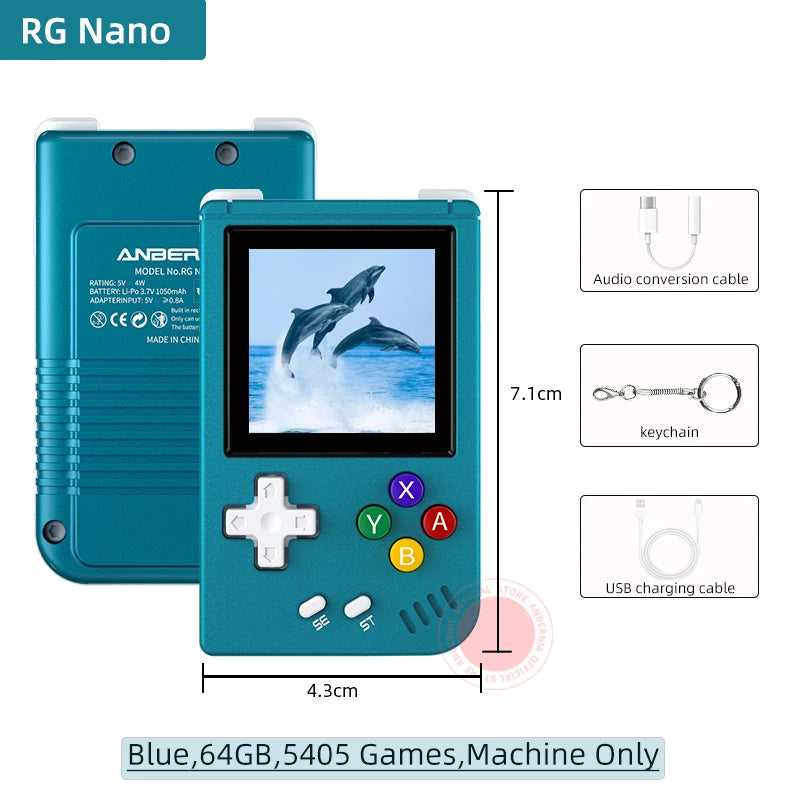 ANBERNIC RG NANO Pocket Mini Handheld Game Player Metal Shell 1.54" IPS Screen Game Console Linux 1050mAh Battery Hi-fi Speaker