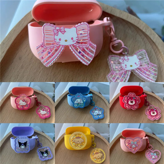 Cartoon Earphone Case Cover For Samsung Galaxy Buds 3 Galaxy Buds3 Pro Protector Silicone Headphones Protective Box With Keyring