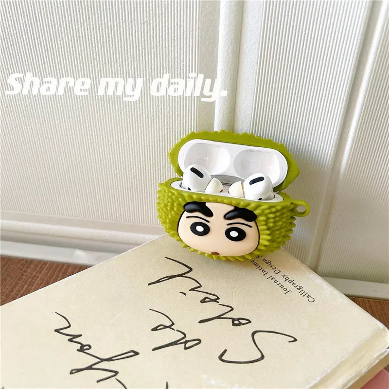 Cute 3D Cartoon Durian Boy Shockproof Protective Earphone Silicone Anime Cover For Airpods Case/Airpods Pro 2 Case Funda - covers4phones