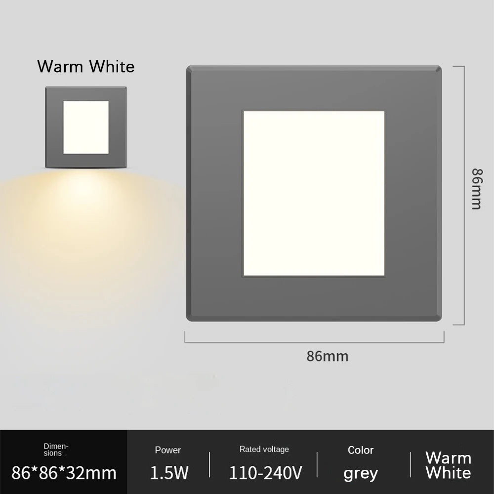 Smart Motion Sensor LED Stairs Wall Light Recessed Human Induction Step Lamp Indoor Entrance Hallway Foyer Ladder Night Lights