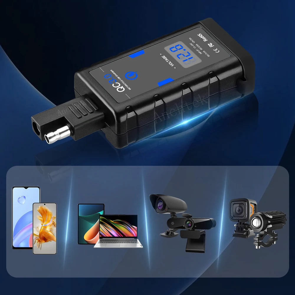 Anchtek 6.4A 12V Motorcycle USB Charger Power Adapter Supply Socket Quick Charge QC3.0 Type C PD Motorcycle Phone Charger