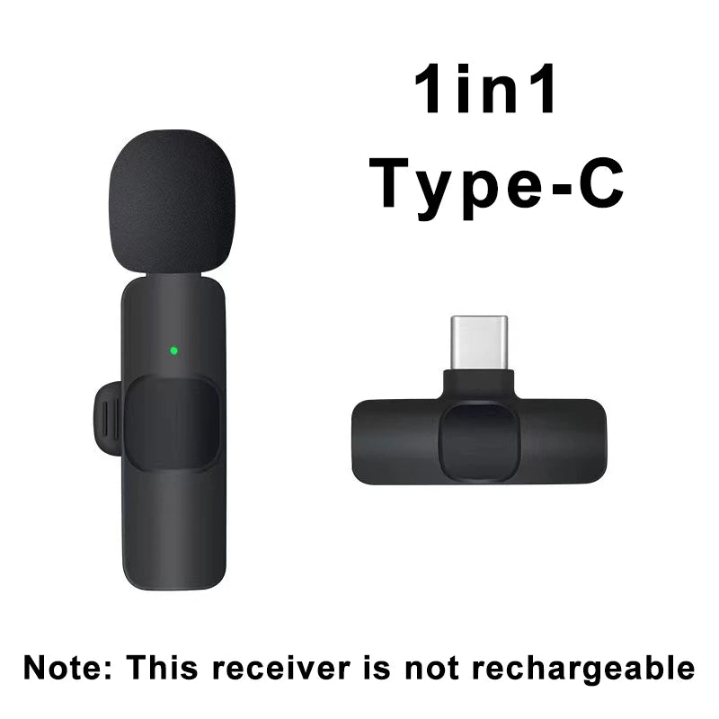 Wireless Lavalier Microphone Portable Audio Video Recording Mini Mic for iPhone Android Live Broadcast Gaming Phone Mic - covers4phones