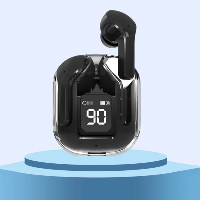 TWS Wireless Earphones Transparent Bluetooth In Ear Headset ENC Sports Headphones LED Power Digital Display Stereo Sound Earbuds - covers4phones