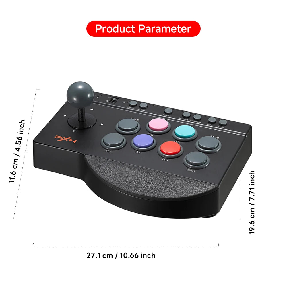 PXN 0082 Wired Game Joystick Arcade Console Street Fighter Controller Gaming Joystick for USB PS3/PS4/Switch/PC/Android TV /XBOX