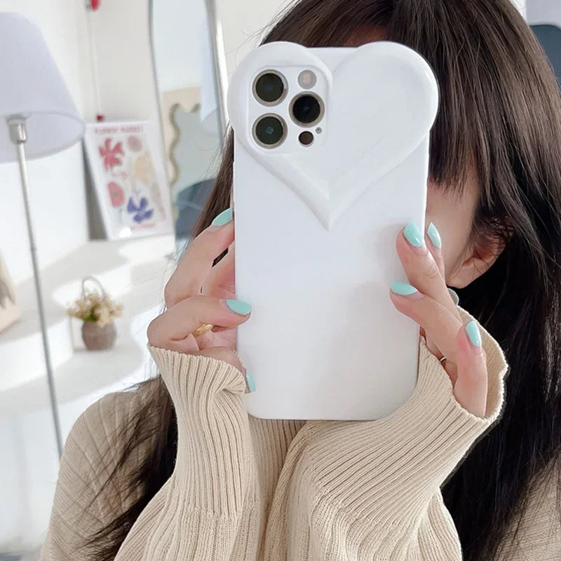 Love Heart Protect Lens Phone Cases For IPhone 16 15 14 13 12 11 Pro Xs Max XR 7 8 Plus SE2/SE3 TPU Shockproof Back Cover