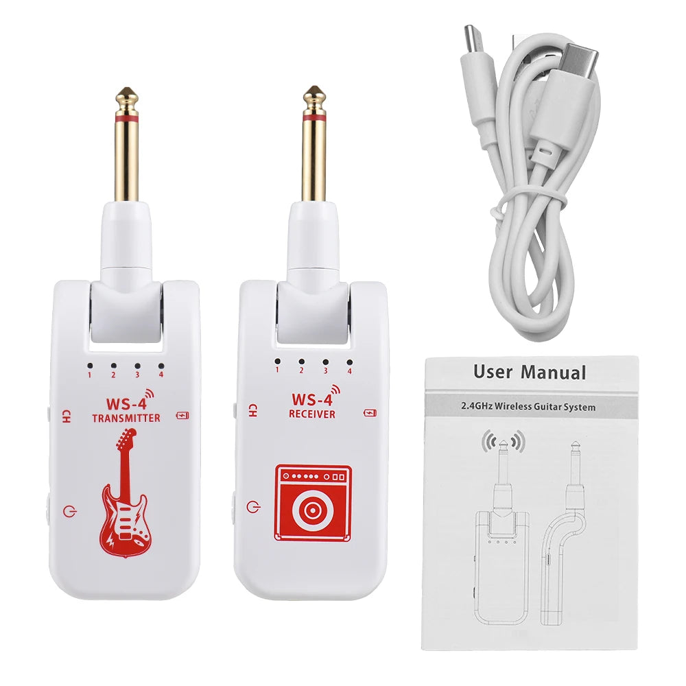 2.4G Wireless Guitar System Guitar Transmitter Receiver Set for Electric Guitar Bass 48K/16bit Real-time Transmission - covers4phones