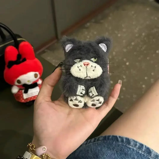 Cartoon Cute Furry Bearded Cat Silicone Earphone Case For Airpods 4 3 2 1 Cartoo n Wireless Headphones Cover Soft Plush - covers4phones