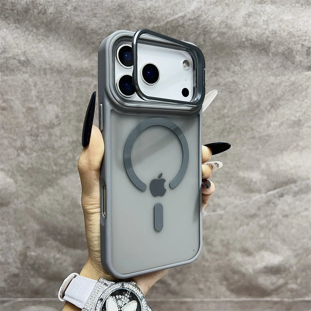 Matte Magnetic Translucent Wireless Charge Stand Case For iPhone 17 Air 16 15 14 13 12 11 17 Pro Max Magsafe Must-Haves Cover