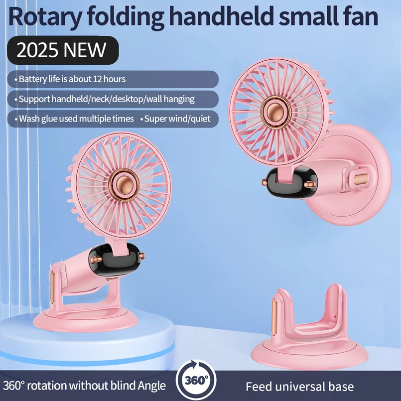 Foldable Portable Handheld Mini Fan 3000mAh with 5-Speed USB Rechargeable Battery, Neck Hanging Design & Phone Stand Display for Indoor and Outdoor Use