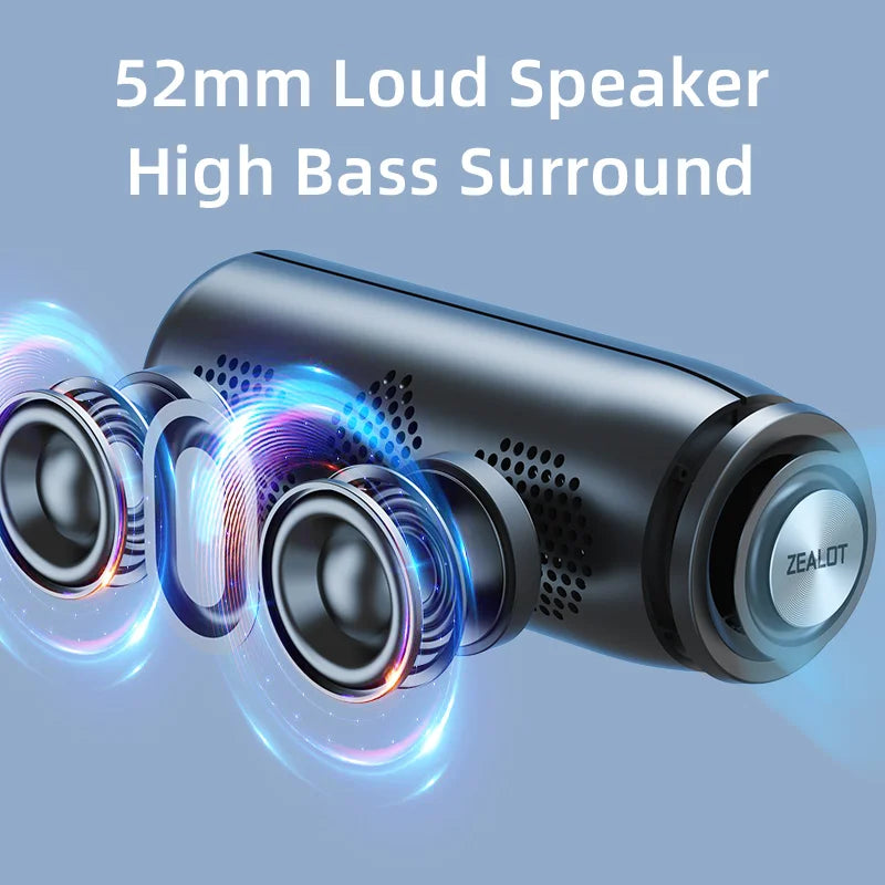ZEALOT S51 Portable Bluetooth Speaker TWS Wireless Bass Subwoofer Waterproof Outdoor Speakers Boombox AUX TF Stereo Loudspeaker - covers4phones