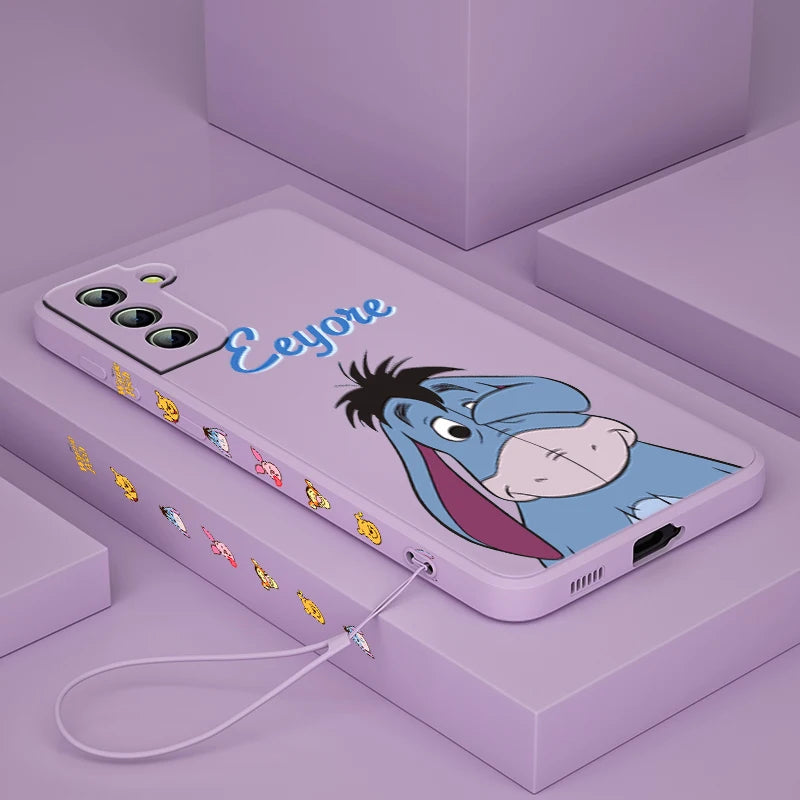 Winnie The Pooh For Samsung Galaxy S23 S22 S21 S20 S10 Note 20 10 Ultra Plus Pro FE Lite Liquid Left Rope Phone Case Coque Capa - covers4phones