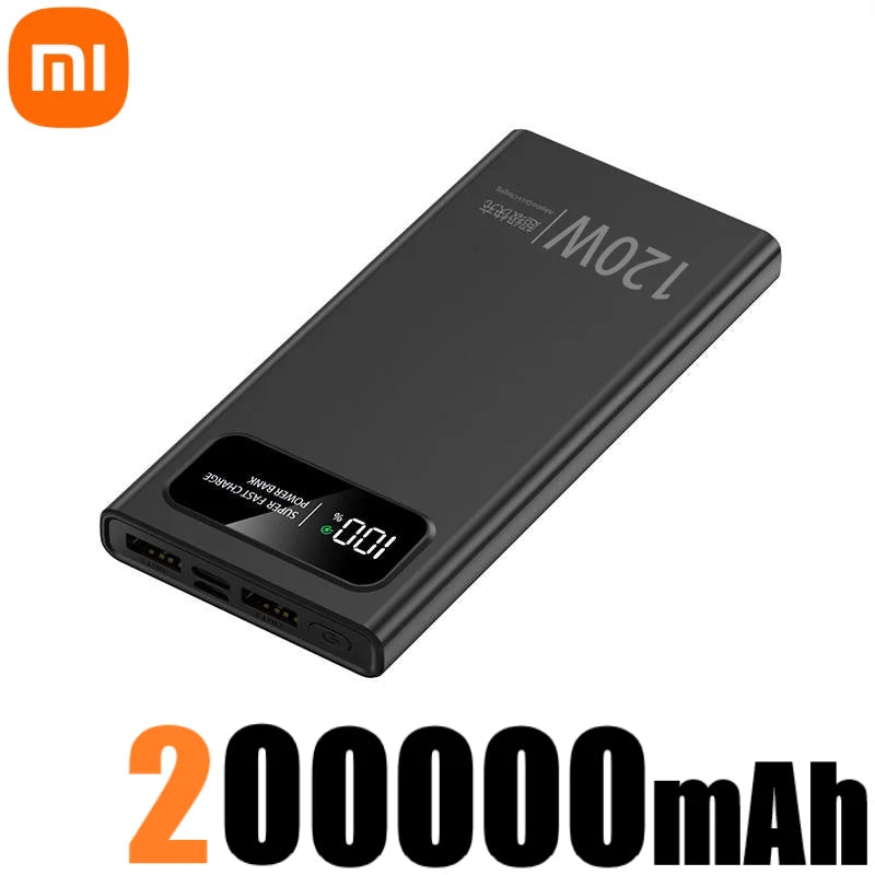 Xiaomi 200000mAh Power Bank 120W Super Fast Charger Large Capacity Mobile Power Portable External Battery for iPhone Samsung New - covers4phones