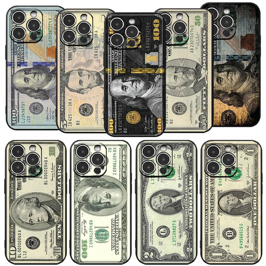USD Dollar Cash Luxury Phone Case For iPhone 15 14 13 12 11 Pro Max Mini X XR XS Max SE2 7 8 Plus Liquid Silicone Back Coque - covers4phones