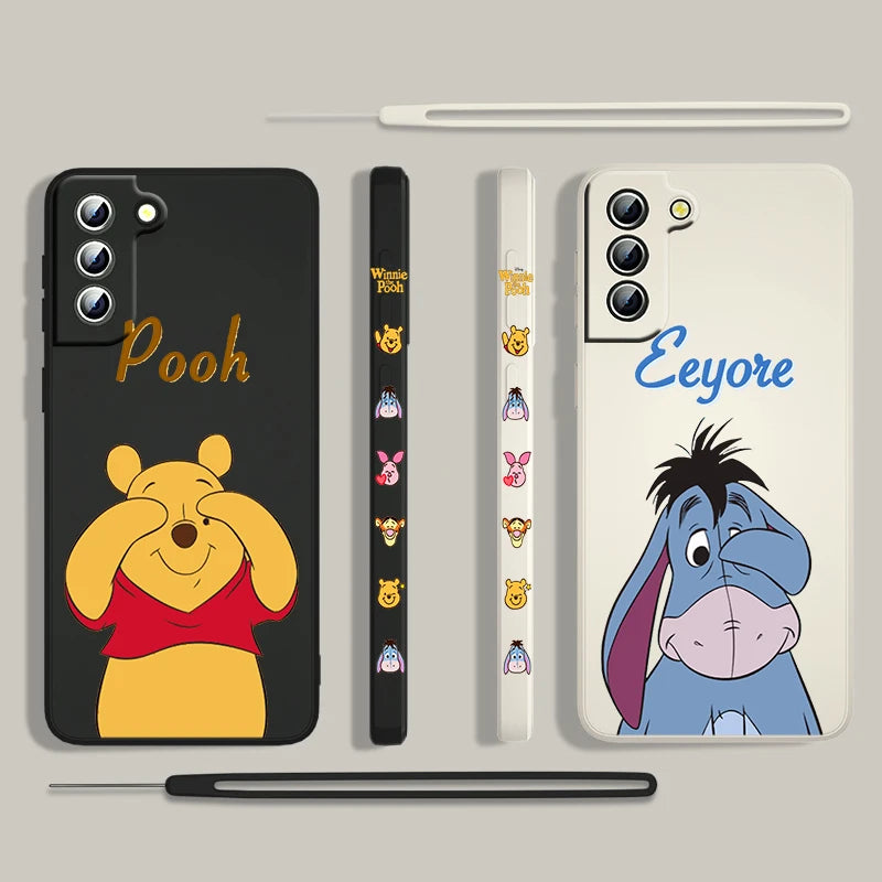 Winnie The Pooh For Samsung Galaxy S23 S22 S21 S20 S10 Note 20 10 Ultra Plus Pro FE Lite Liquid Left Rope Phone Case Coque Capa - covers4phones