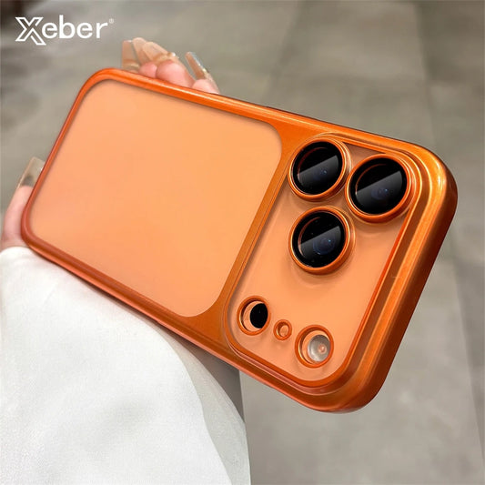 Frosted Translucent PC Phone Case For iPhone 17 Pro Max 17 Plating Frame Lens Film Protection Shockproof Hard Armor Back Cover