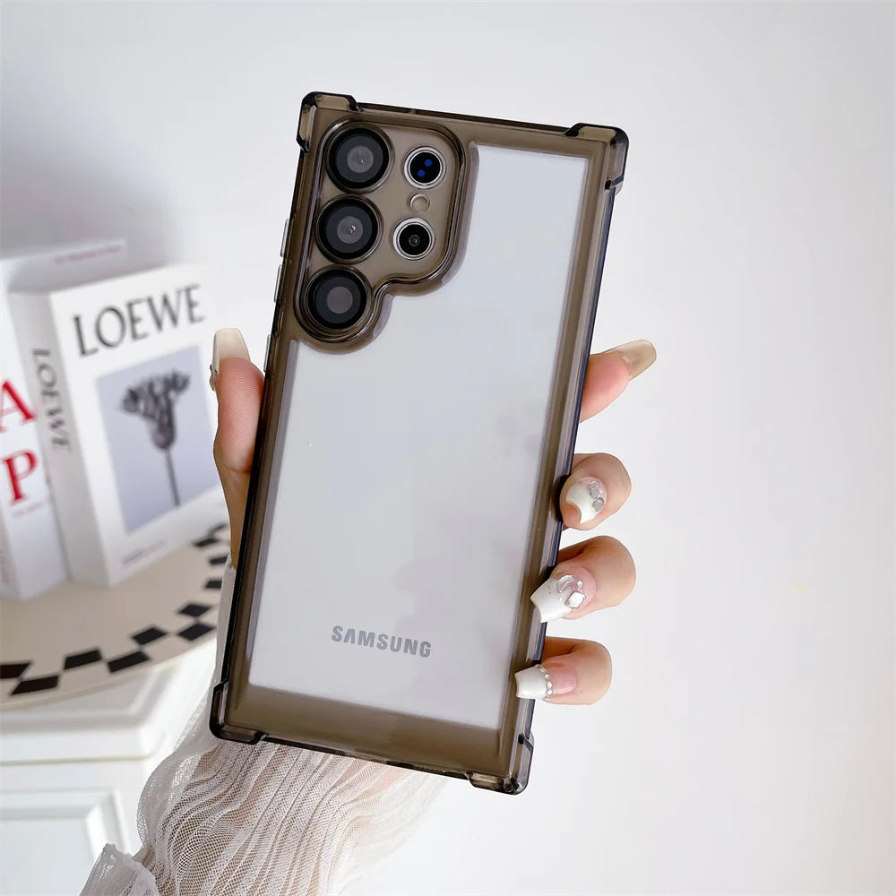 Transparent Ultra Slim Acrylic Case for Samsung Galaxy S24 Ultra S23 FE S22 Plus Clear Airbag Shockproof Lens Protector Cover - covers4phones