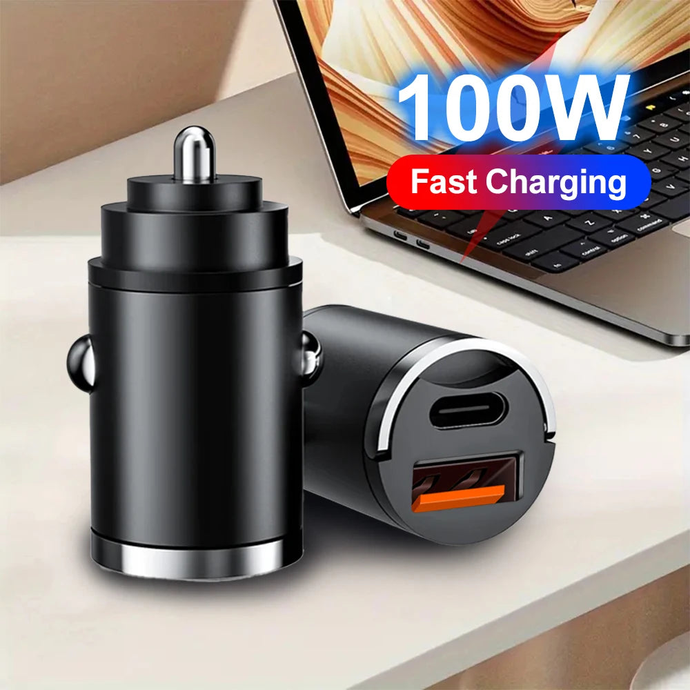 100W Mini PD USB Car Charger Lighter Car Charger for Xiaomi Samsung Huawei Super Fast Charging QC3.0 Car Charger for iPhone - covers4phones