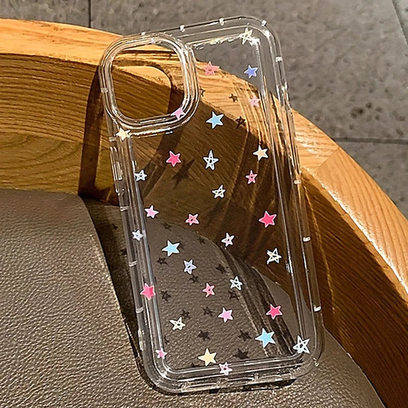 Small Flower Stars Soft Case For iPhone 16 14 13 11 15 Pro Max 12 Mini XS XR X 8 7 Plus SE 2022 13Pro Anti-drop Airbag Cover - covers4phones