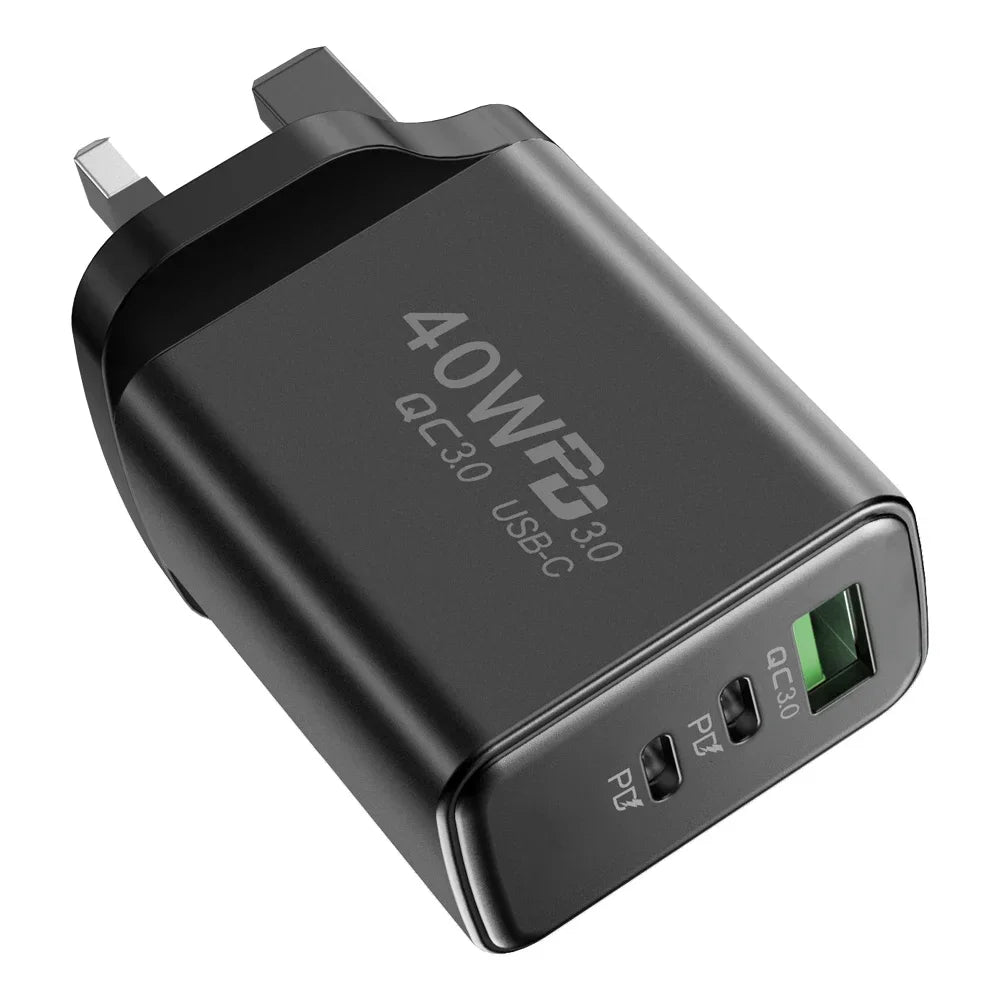 USB C Charger 40W Mobile Phone Type-C PD Fast Charging High Speed Quick Charge 3.0 Wall Adapter Multiple Ports for iPhone Xiaomi - covers4phones
