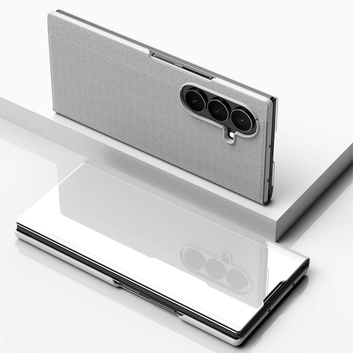 Mirror Flip Case For Samsung Galaxy Z TriFold Tri Fold Folding Plating Stand Holder Luxury Hard Plastic Shockproof Fashion Cover