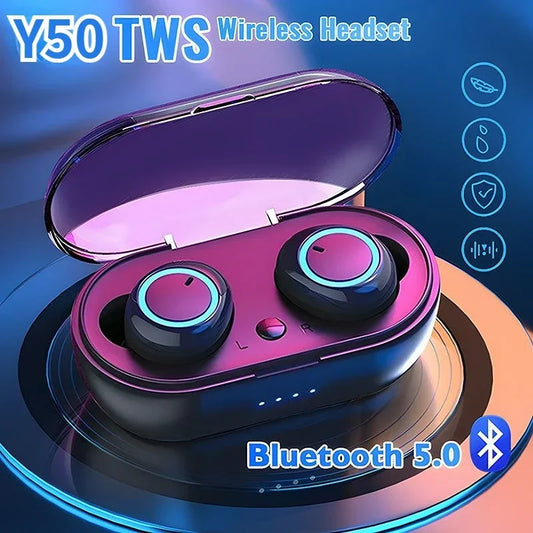 Y50 TWS Bluetooth Earphones Wireless Headset IPX7 Waterproof Deep Bass Earbuds True Wireless Stereo Headphones Sport Earphones - covers4phones