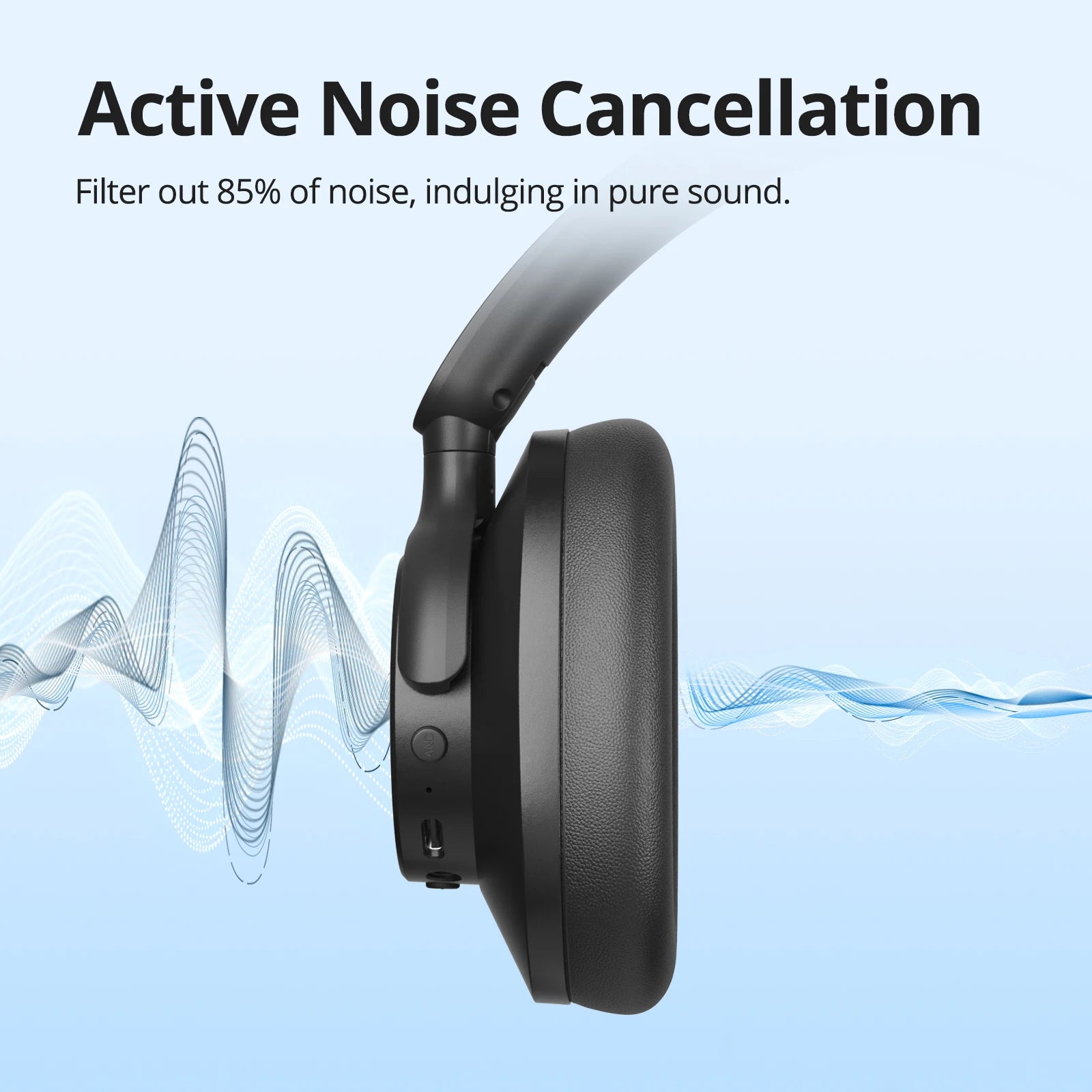 Tronsmart Sounfii Q20 Headphones Bluetooth Headset with Active Noise Cancellation, 50H Playtime, App Control, Dual Audio Mode - covers4phones