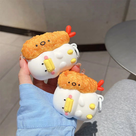 3D Fried Shrimp Duck Earphone Cover For Apple AirPods 1 2 3 Generation For Airpods Pro/Pro2 Wireless Bluetooth Headphone Case - covers4phones