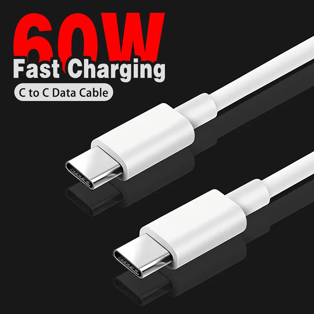 PD 60W USB C to USB Type C Cable Fast Charge Data Cable For Iphone 15 15Pro Huawei Samsung Xiaomi Data Line Black White 1M 2M 3M - covers4phones